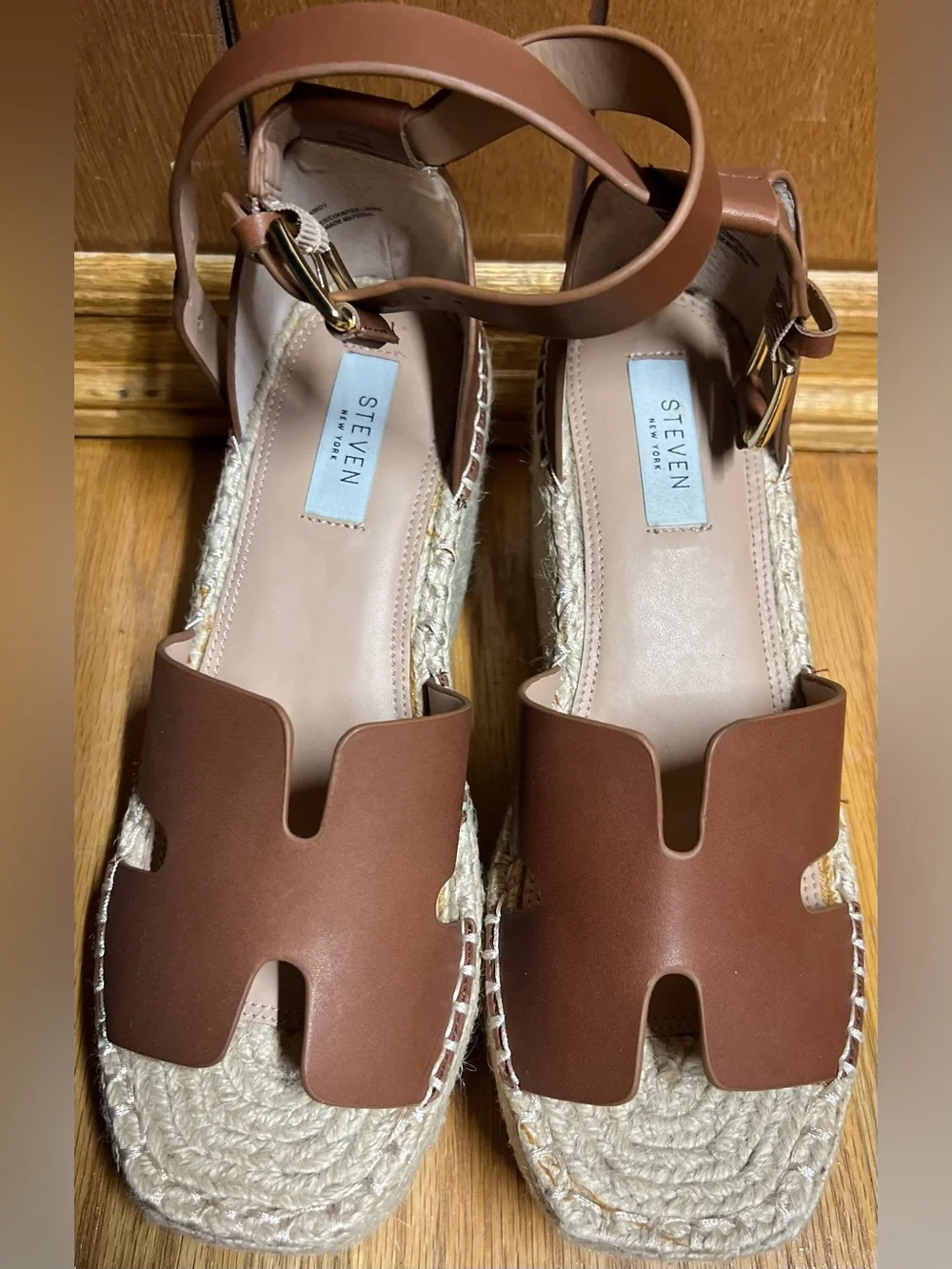 Steve Madden Brown Leather Espadrille Ankle-Strap Sandals